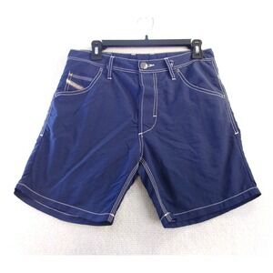 Diesel Mens 28 Board Shorts Navy Blue Contrast Stitch Nylon Beachwear